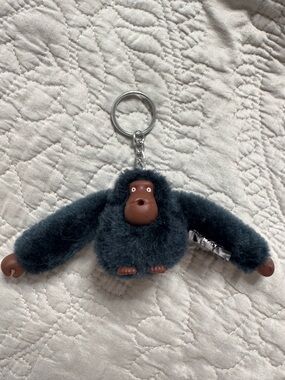 Kipling Matt Monkey Keychain Navy Blue Large Plush Bag Charm